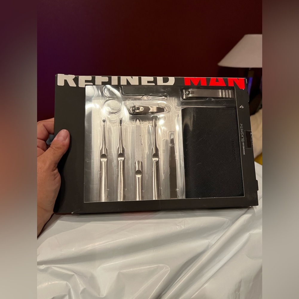 NEW BLKSMITH Men's Manicure 9pc Set Kit With Storage Case Stainless Steel